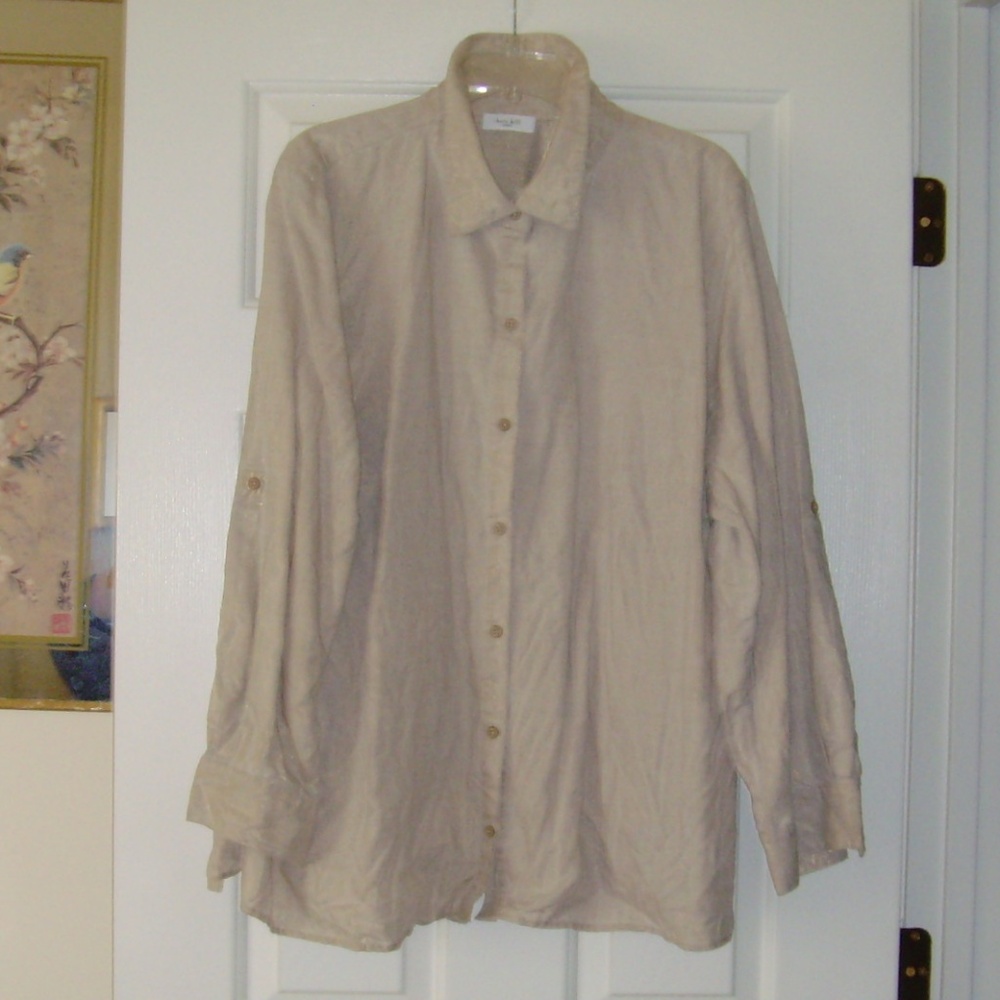 Kate Hill 100% Linen Oversize Blouse - Size 3X